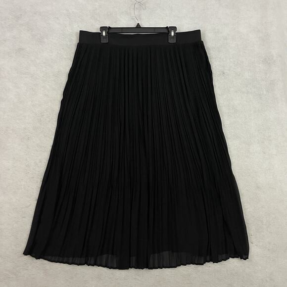 Torrid Pleated Midi Skirt Womens Size 2X Black Lined Elastic Waist Semi Sheer - Picture 6 of 11
